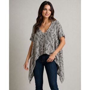 BCBGMAXAZRIA Gray Marled Knit Poncho Sweater Asymmetrical S/M